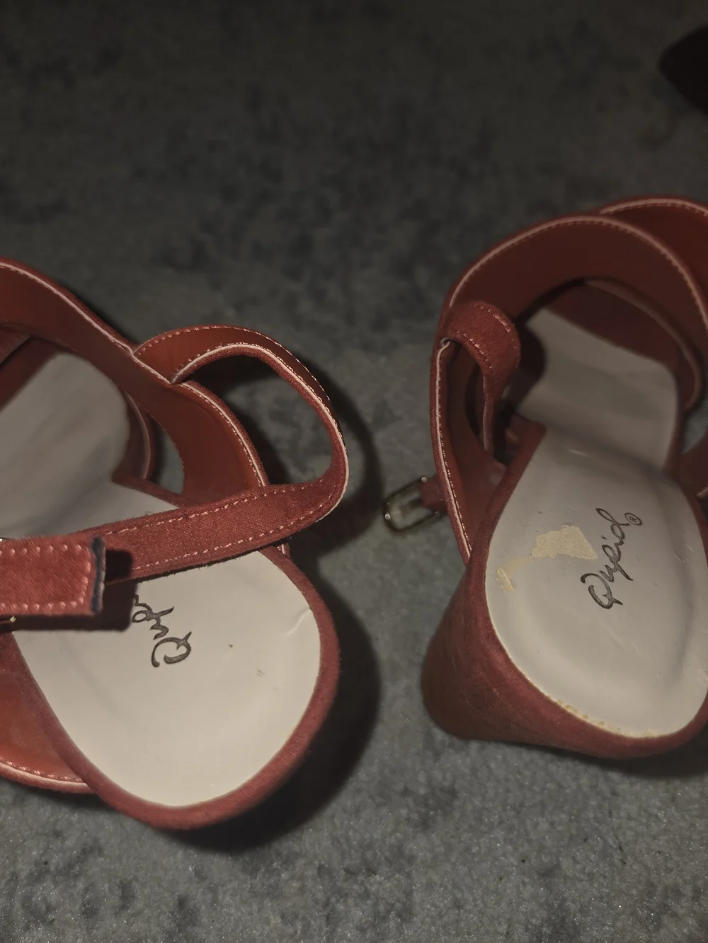 Qupid Rust Suede Strappy Block Heel Sandals